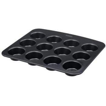 Molde para 12 Magdalenas Pyrex Glide Antiadherente Acero Negro con Mango XL Apto para Lavavajillas