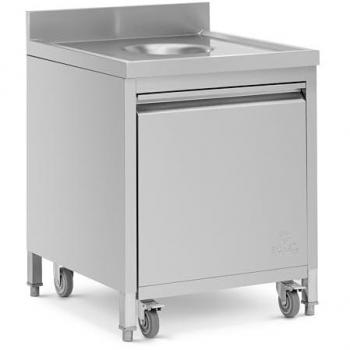 Cubo de Basura Rodante 50 L - Abertura Amplia - Frontal Extraíble - Antisalpique - Acero Inoxidable