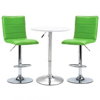 vidaXL Set Mesa Alta y Taburetes de Bar 3 Piezas Cuero Sintético Hogar Jardín Cocina Bricolaje Decoración Diseño Estilo Mobiliario Muebles Blanco