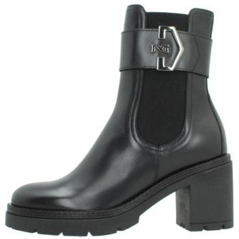 Botines de Mujer Nero Giardini I309160D Negros con diseño moderno, material exterior en cuero, suela de goma antideslizante, cierre lateral con cremallera para fácil colocación y detalles decorativos