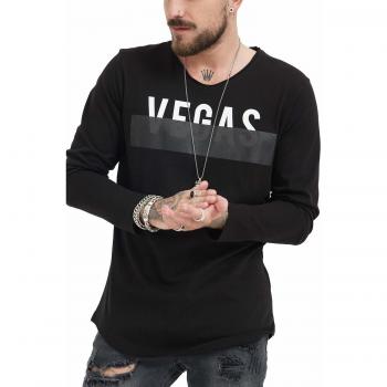 trueprodigy Casual Hombre Marca Camiseta Manga Larga con impresión Estampada Ropa Retro Vintage Rock Vestir Moda Cuello V Slim Fit Designer Fashion Longsleeve, Colores:Black, Tamaño:XXL