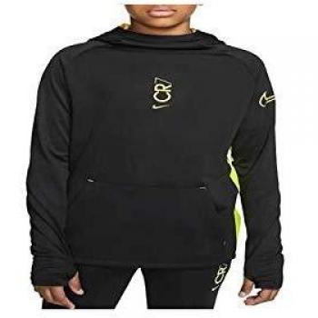 Nike Dri-FIT CR7 Sudadera con Capucha para niños, Color Negro y Amarillo, tamaño S-128/140