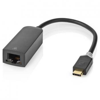 Adaptador de Red USB 3.2 Gen 1, 1000 Mbps, USB-C Macho a RJ45 Hembra, 0.20 m, Redondo, Dorado y Cobre Estañado, Color Antracita