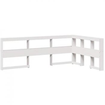Cabecero Librería en Forma de L Blanco 120 cm Madera Maciza de Pino