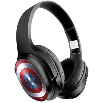 Auriculares Inalámbricos Marvel Capitán América Estéreo con Micrófono, Bluetooth, Color Negro y Rojo, Tamaño 25x12x25 cm