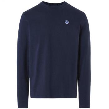 North Sails Blue Cotton Long Sleeve Logo T-Shirt - XXL