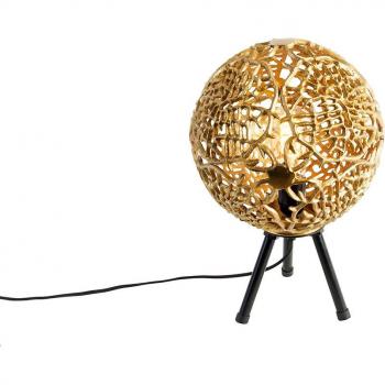 Lámpara de sobremesa Art Deco trípode dorado Maro, aluminio/ acero, E27, adecuada para LED, 1 x 40W
