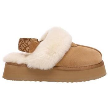 Women Wagtail Removable Strap Chestnut Suede Platform Slippers