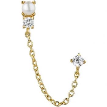 Ear Candy - Piercing múltiple Martinica Pearl de plata bañado en oro 18k