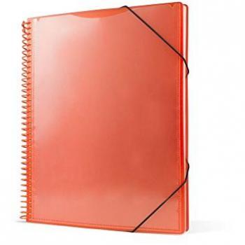 Carpeta Espiral A4 con 60 Fundas y Bolsillo, Color Naranja - Pack de 6 Unidades