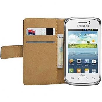 Negra Cartera Funda para Samsung Galaxy Young