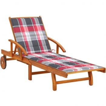 Tumbona de jardín de madera maciza de acacia con almohada pesada