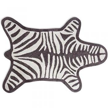 Jonathan Adler Grey Cotton Zebra Bathmat - Designer Reversible Style