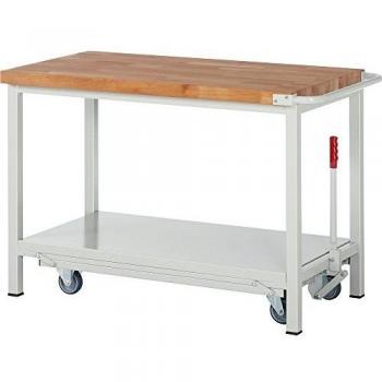 Banco de trabajo móvil y regulable Eurokraft Pro 476540, con estructura Serie 8000 y estante inferior, dimensiones 1250 x 700 mm
