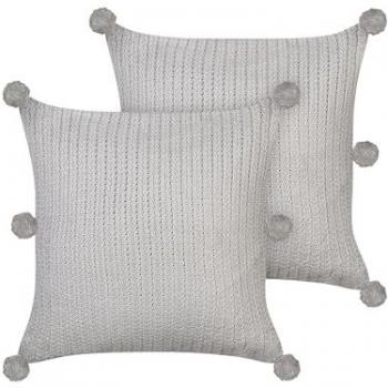 Conjunto de 2 cojines decorativos modernos de algodón gris 45 x 45 cm con fundas extraíbles y diseño tejido Ocotea