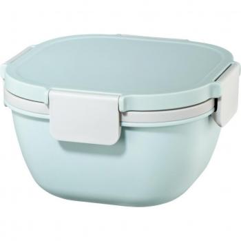 Fiambrera Xavax Salatbox To Go 1,4L con 3 Compartimentos, Tenedor y Contenedor para Aderezo, Apta para Microondas, Cierre Seguro - Color Pastel
