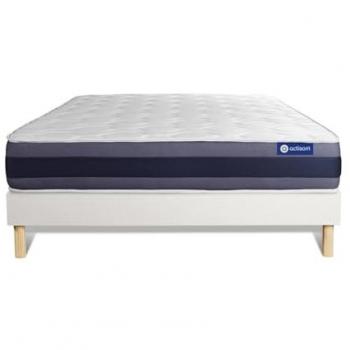 Somier blanco + colchón Actilatex Morpho 150x190 cm con látex y espuma viscoelástica de 24 cm, 5 zonas de confort