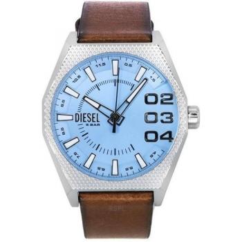 Reloj Diesel Scraper DZ2174 de cuarzo con esfera azul y correa de cuero para hombre