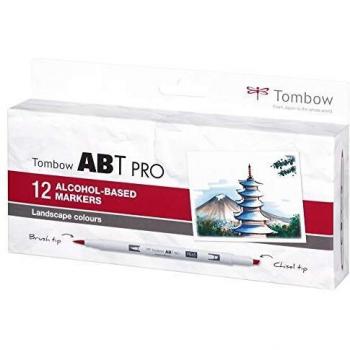 Rotuladores Duales ABT PRO de Tombow, Set de 12 Colores Básicos a Base de Alcohol