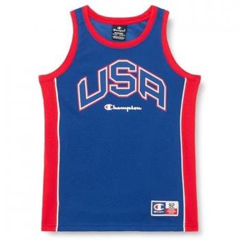 Camiseta sin mangas de malla para niños con logo de EE. UU. - Champion Retro Basket 152 - Color Royal