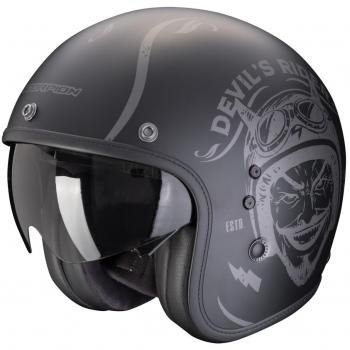 Casco Jet Scorpion Belfast Evo Romeo Negro Plata Matt Black-Silver (XS 54-55)