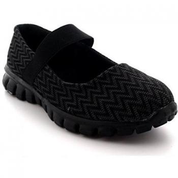 Mujer Corriendo Caminando Bajo Top Deportes Trabajo Zapatos Mary Jane Entrenadores - Negro - UK7/EU40 - BS0057