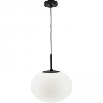 Lámpara colgante Dyberg Larsen Princess, ópalo/negro, Ø 28 cm