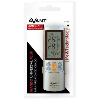 Mando a Distancia Universal para Aire Acondicionado AVANT | 2000 Códigos | Soporte de Pared | Programable con Pantalla LCD Iluminada y Termómetro