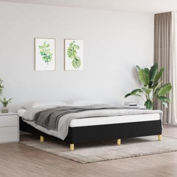 Cama solar sin colchón 180x200 cm en tela negra con estructura de cama en tela gris claro