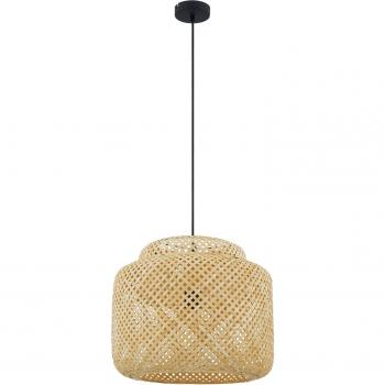 Lámpara colgante Lindby Venora, Ø 40 cm, de un nivel, bambú, color marrón, para salón y comedor, 1 lámpara E27