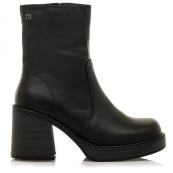 MTNG Botines de Tacón Mujer New Oasis 59800 Negro, de Piel con Interior de Piel, Caña Alta, Punta Redonda, Casual, Cierre con Cremallera