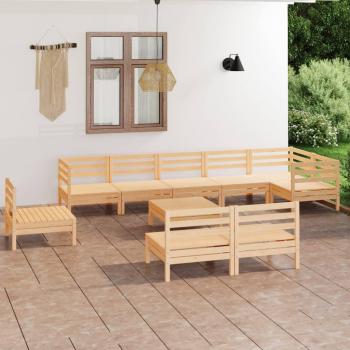 vidaXL 10 Piece Solid Pine Garden Lounge Set