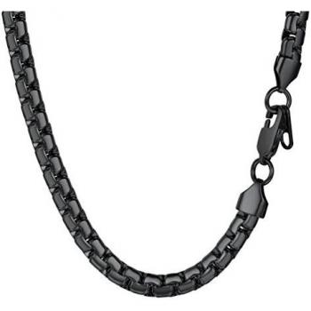 PROSTEEL Cadena Hombre de Acero Inoxidable Collar Eslabones Cadena Veneciana Grande 6mm, Negro 51cm