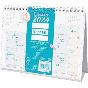 Calendario de Sobremesa Finocam Chic Escribible 2024 Catalán Turquesa S - 210x150 mm Enero-Diciembre (12 Meses)