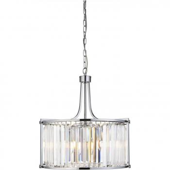 Lámpara colgante Victoria acero cromo 5 bombillas 50cm E27 cristal