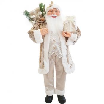Papá Noel Vestido Champagne y de Terciopelo 110H con Luces y Sonidos