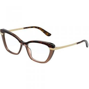 Dolce & Gabbana DG3325 3256 Women’s Cat Eye Eyeglasses in Top Havana on Transparent Brown
