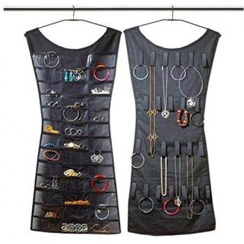 Organizador de pulseras, collares y bisutería, con forma de vestido, para el armario