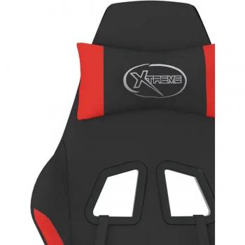 Silla gaming con reposapiés tela negro y rojo