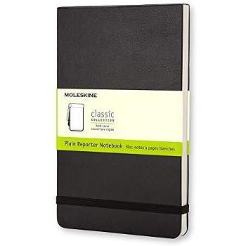 Moleskine Classic Plain Paper Notebook - Hard Cover and Elastic ClosureJournal, Black, Large 13 x 21 A5, 240 Pages