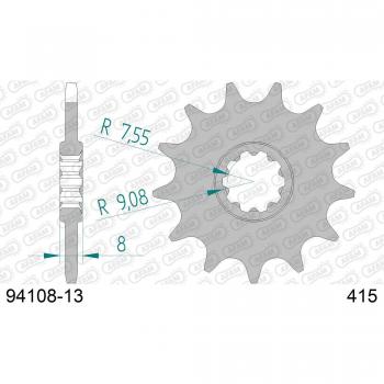 Piñón Delantero AFAM de Acero 13 Dientes 415 para Aprilia RS50 (93-98) y Rieju Drac