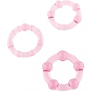 Anillos para el pene en juego de tres unidades de color rosa