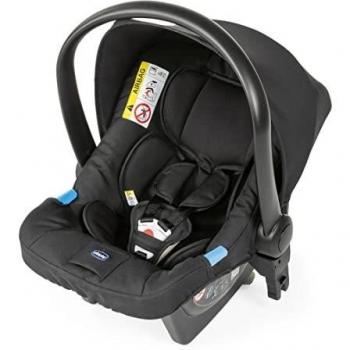 Chicco Kaily Silla Coche Bebé 0-13 kg, Silla de Coche Grupo 0+ Recién Nacidos de 0 a 15 Meses, Fácil de Instalar, Silla con Cojín Reductor, Acoplable a Carritos Compatibles, Negro