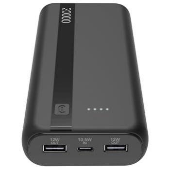 Power Bank Solar 20000 mAh, Negro, USB Tipo A y C, 12 W