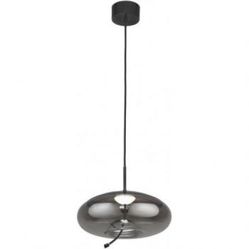 Lámpara colgante Lisbon de vidrio y acero dulce, color negro ahumado, 1 bombilla, diámetro de 30 cm