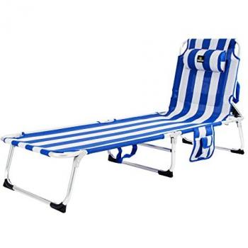Tumbona de Playa Plegable y Reclinable AQUARIUS 2012 - Aluminio, 4 Posiciones, Marinera - CREVICOSTA Calidad