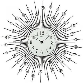 Reloj de Pared AMS 9380, Cuartz, Ø 60cm, Diseño Moderno para Sala, Comedor, Cocina y Oficina