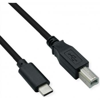 Cable USB 2.0 Tipo C a Tipo B, 1.80 m, Negro, Blindado