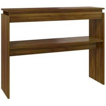 Mesa consola de madera contrachapada en color roble marrón, dimensiones 102x30x80 cm