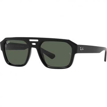 Ray-Ban Corrigan RB4397 6677/71 54-20 Bio-Based Geometric Sunglasses in Polished Black with Dark Green Lenses Unisex